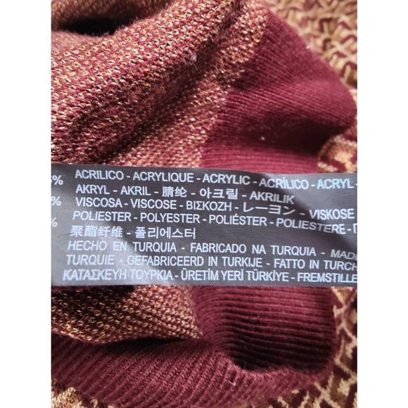 Zara Women's Gold metallic Patterned V-Neck Long Sleeve Sweater, Size Large - Picture 5 of 5